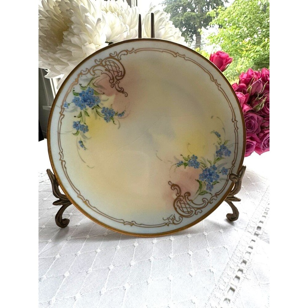 J. H. Stouffer Haviland Limoges France  Hand Painted Floral Signed Plate TMJ